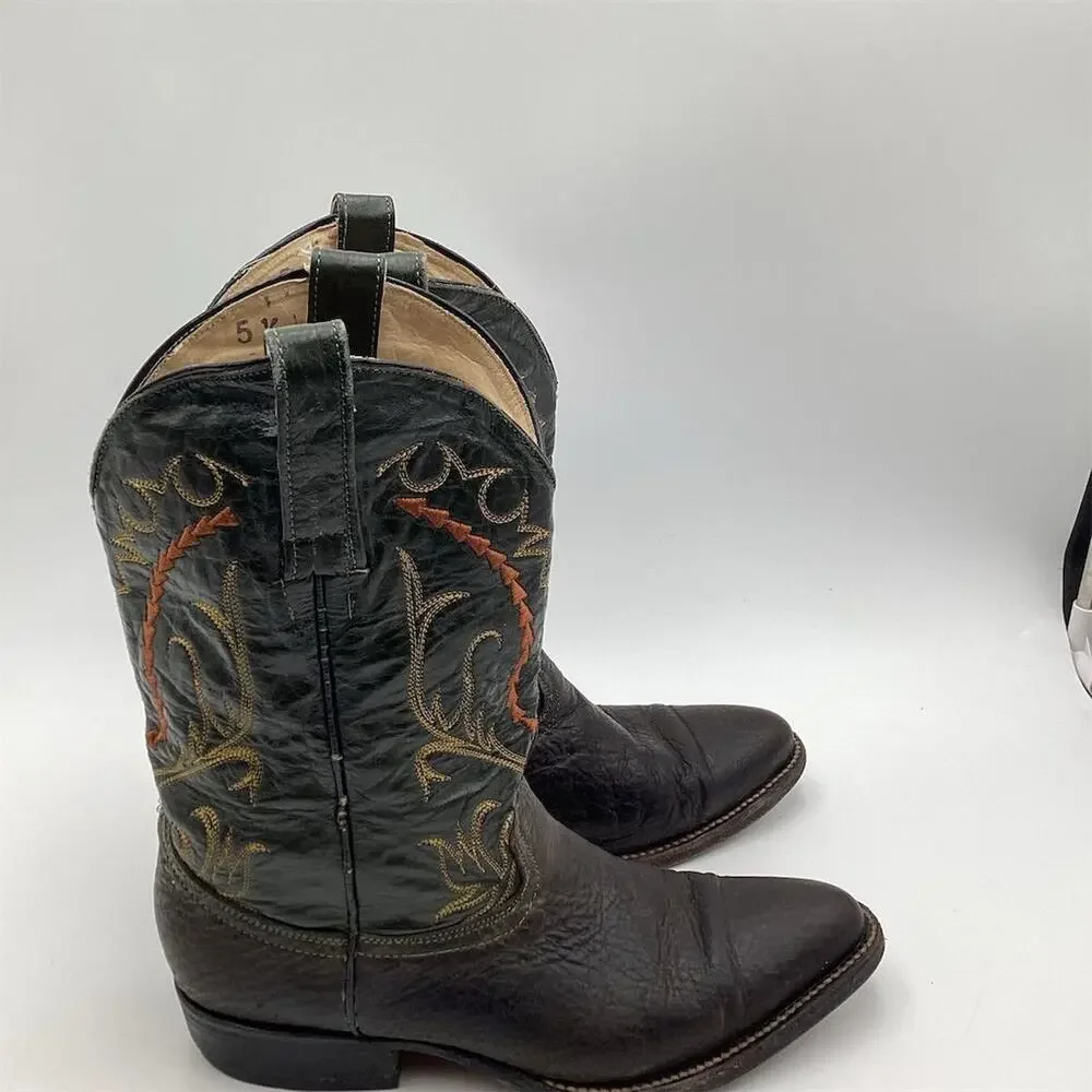 Vintage Western Cowboy‎ Boots Brown Leather Size 5.5 Unisex
